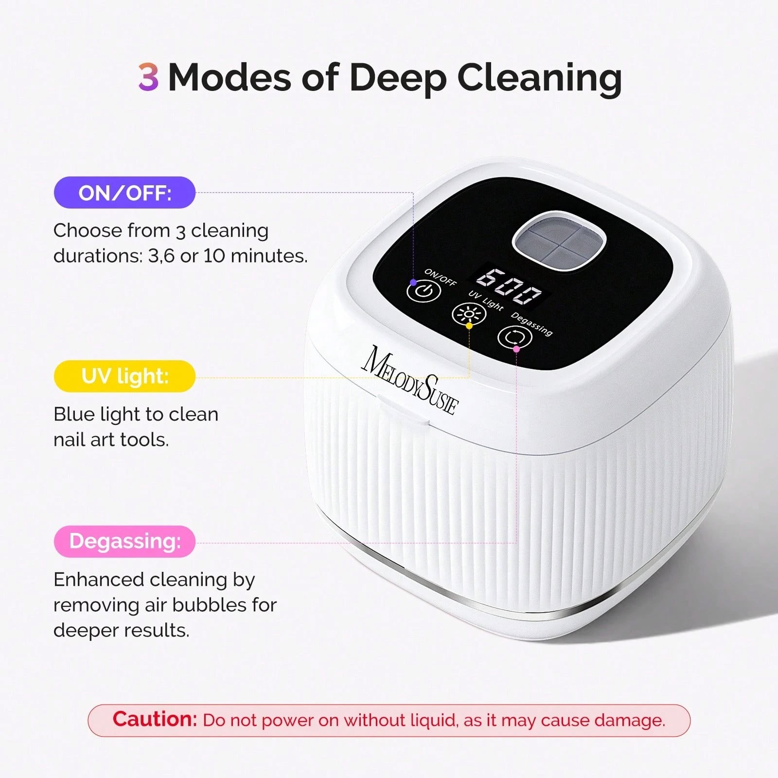 2-in-1 Ultrasonic Cleaner UV Light Jewelry Nail Tool Machine Pink