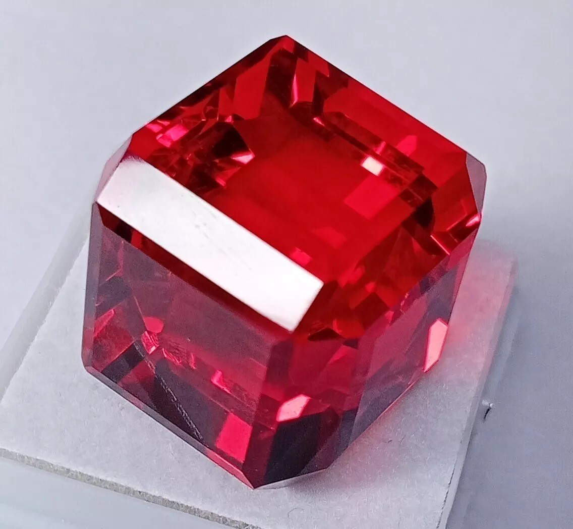 Fabulous Red EGL CERTIFIED Ruby Cube Cut 100 Ct Lab-Created Loose A++ Gemstone