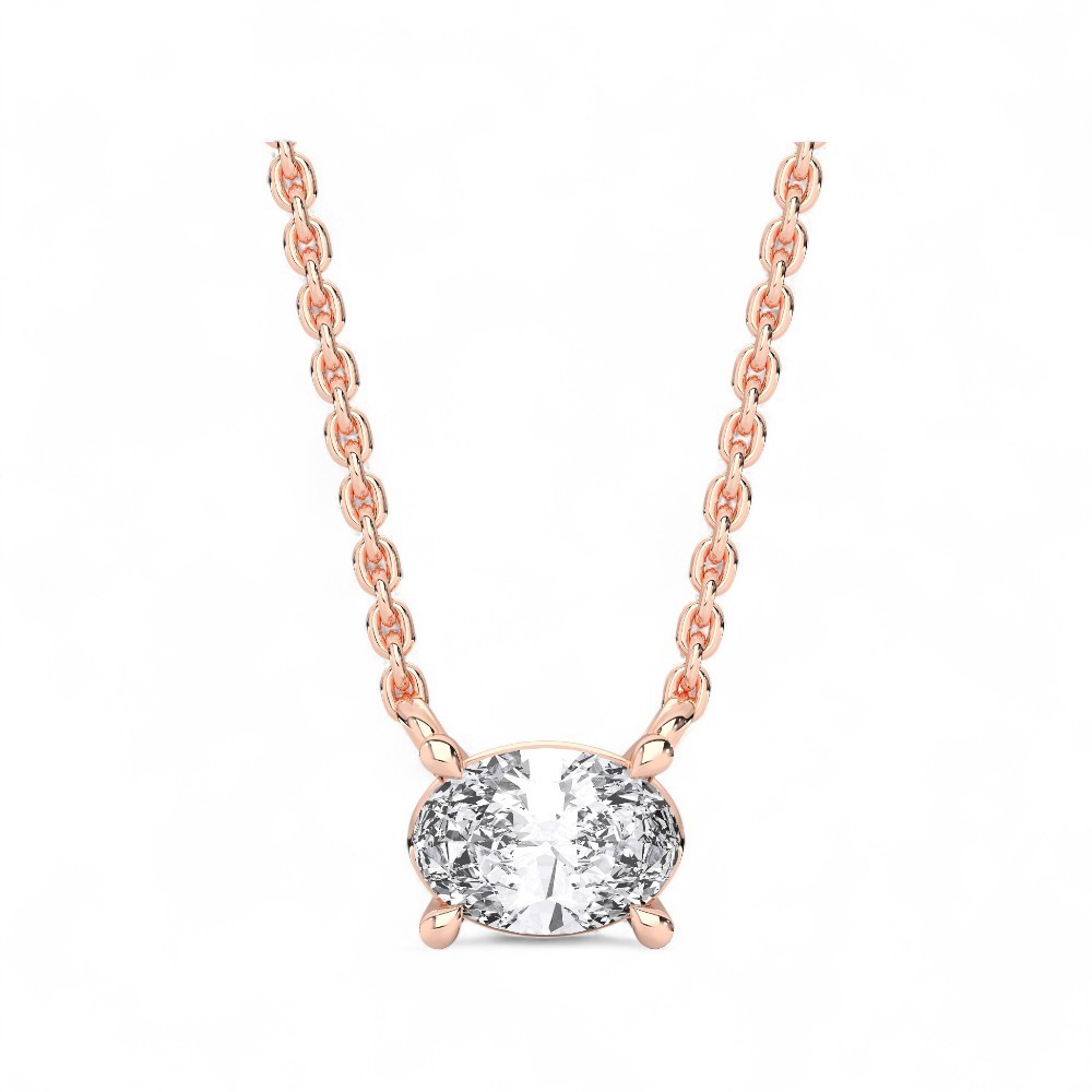 0.25Ct Oval Moissanite Pendant Necklace 925 Silver/10K 14K Gold 18″ Solitaire