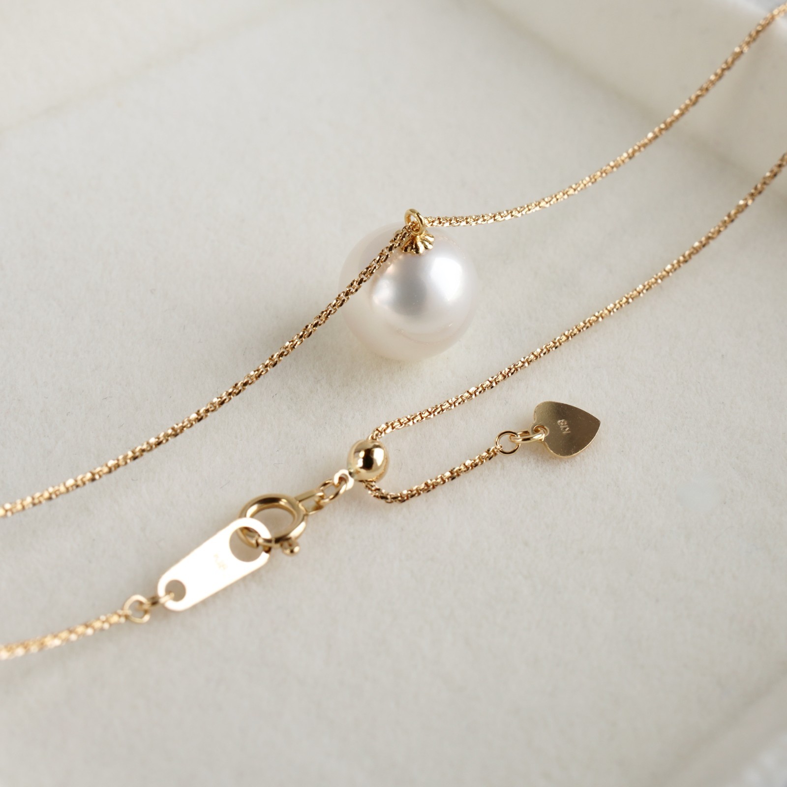10.8mm White Australian South Sea Pearl Pendant Necklace 18Kt Yellow Gold,18″