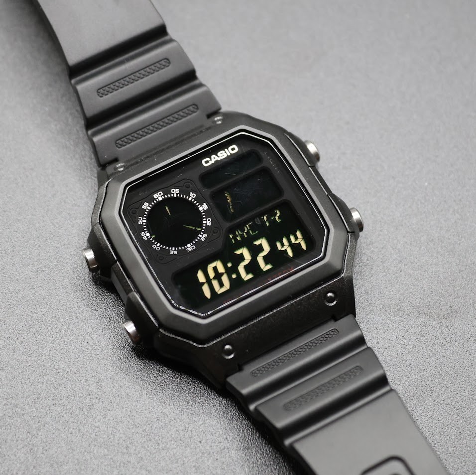 CASIO AE-1200WHD. Royale Watch Mod. Negative Display Blacked Out Dial- Hydromod