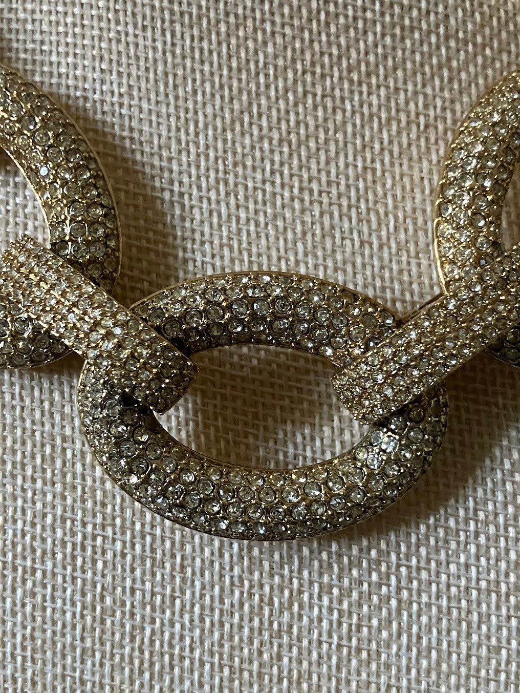 Gold Tone Ann Taylor Necklace Chunky Pave Rhinestone Link Bling