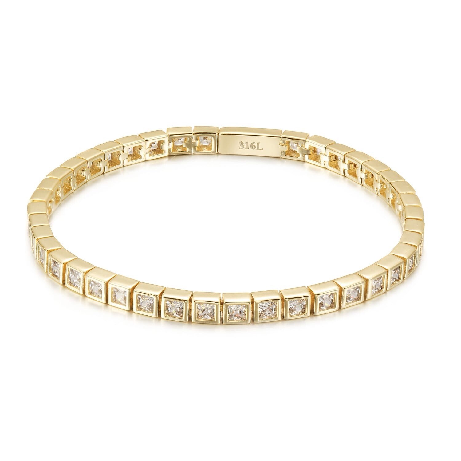 stainless steel 316L Square Tennis Women Bracelets 6.5 Inches