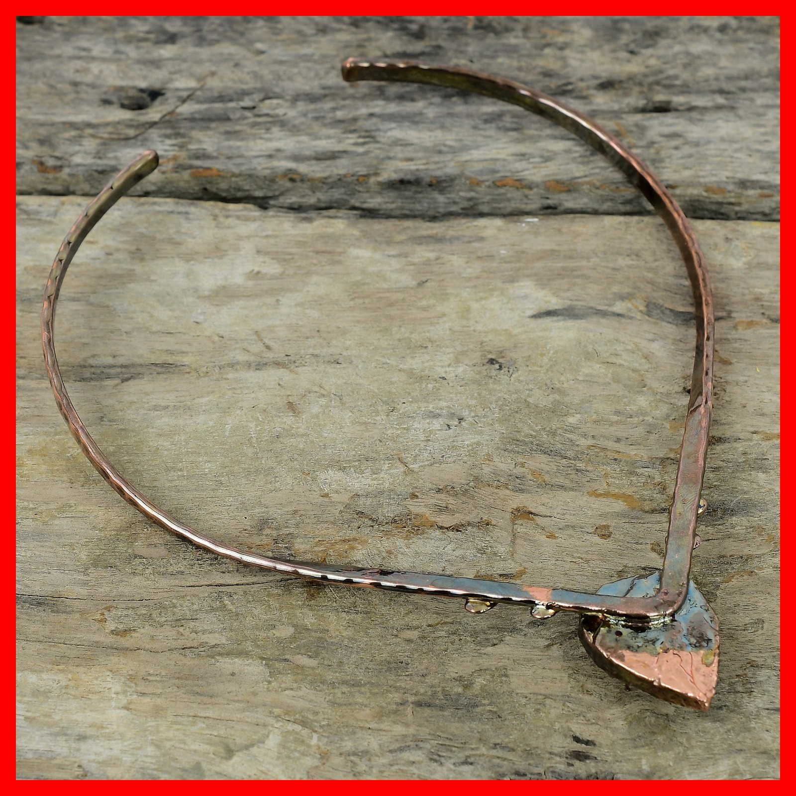Mother Of Pearl Stone Indicolite Electroformed Choker Necklace Jewelry Copper