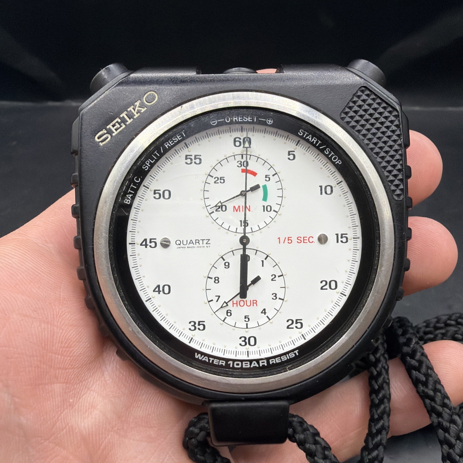 Vintage Seiko 8A23-0010 Referee Analog Quartz Stopwatch 1/5 Sec Timer JDM VGC