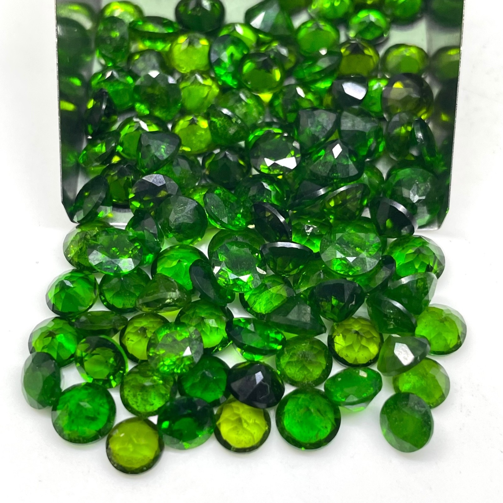 10 Pcs Natural Chrome Diopside 5mm Round Cut Vivid Green Loose Gemstones Lot