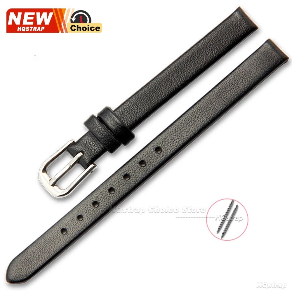 Slim & Thin Leather Watch Band Strap 8-16mm Plain Wristband for Men Women Watch