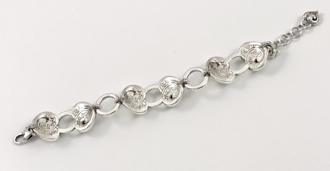 Brighton Puffy Heart Chunky Link Bracelet Silver Retired. #890