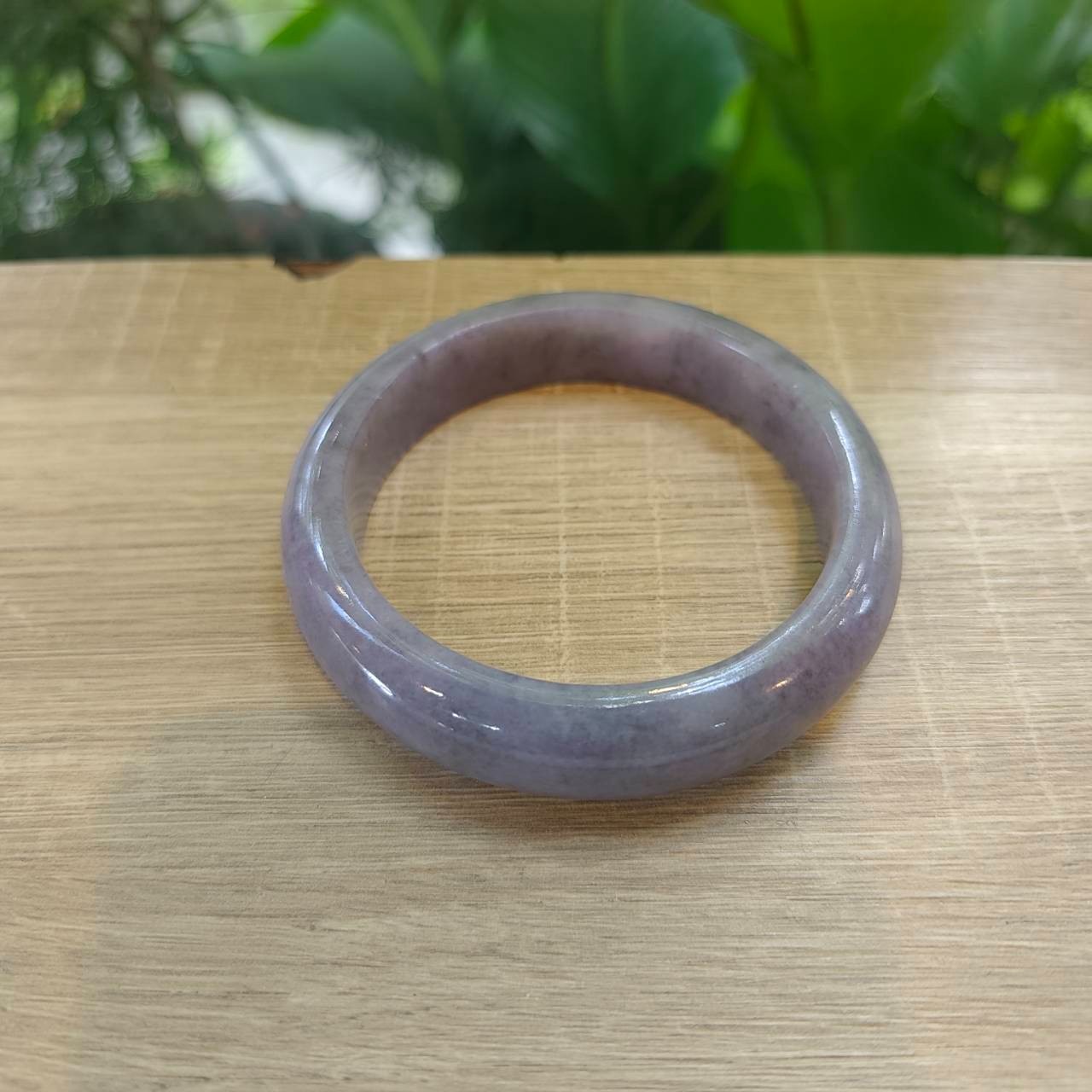 Authentic Natural Type A Burmese Jade Bangle: Purple Flat Belly Type Size 62 mm