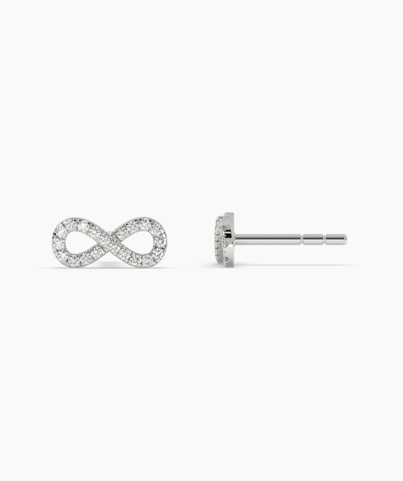 Round Cut Lab Grown Diamond 14K Gold Pave Diamond Infinity Symbol Stud Earrings