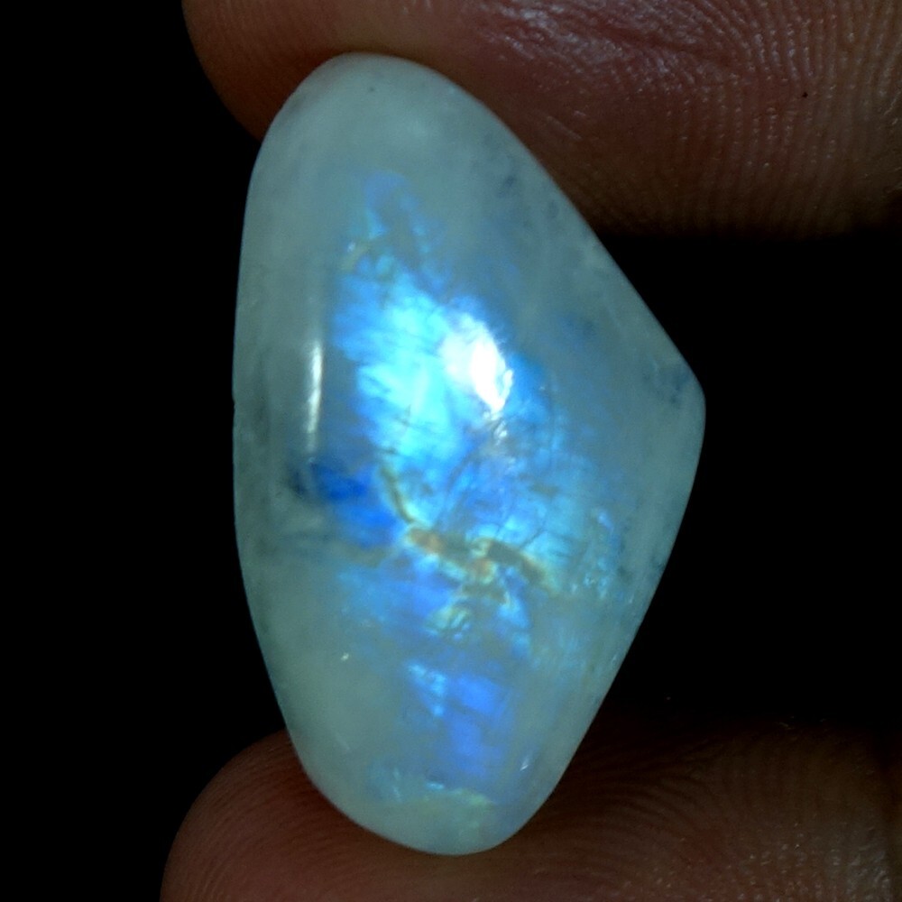 20%Off 24.90 ct Natural AAA Quality Blue Rainbow Moonstone Fancy Cabochon Gem