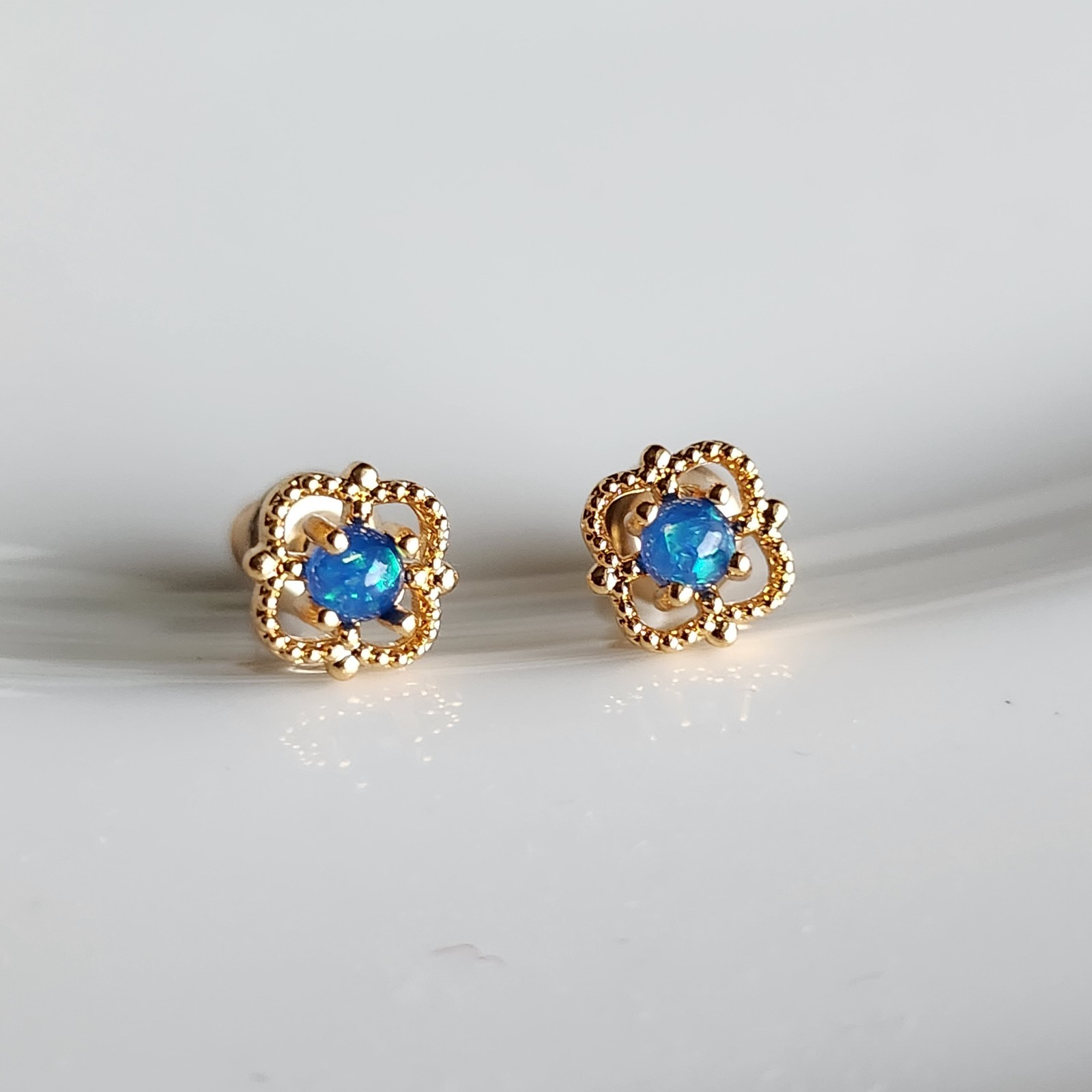 925 Sterling Silver 3mm Simulated Opal SMALL 6.5mm Earrings For Girls