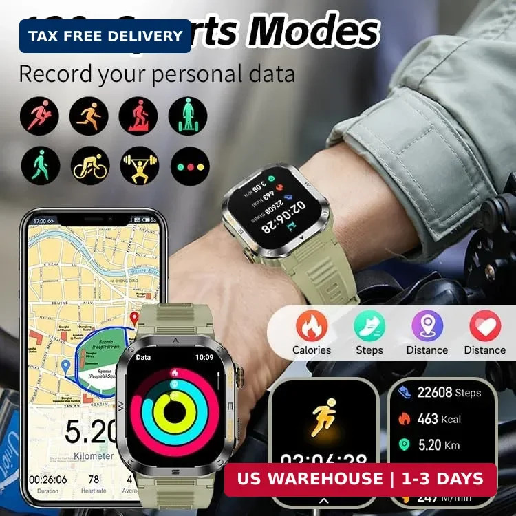 Military Smartwatch for Men, 2.01″ HD Screen reloj inteligente para Hombre, Answ