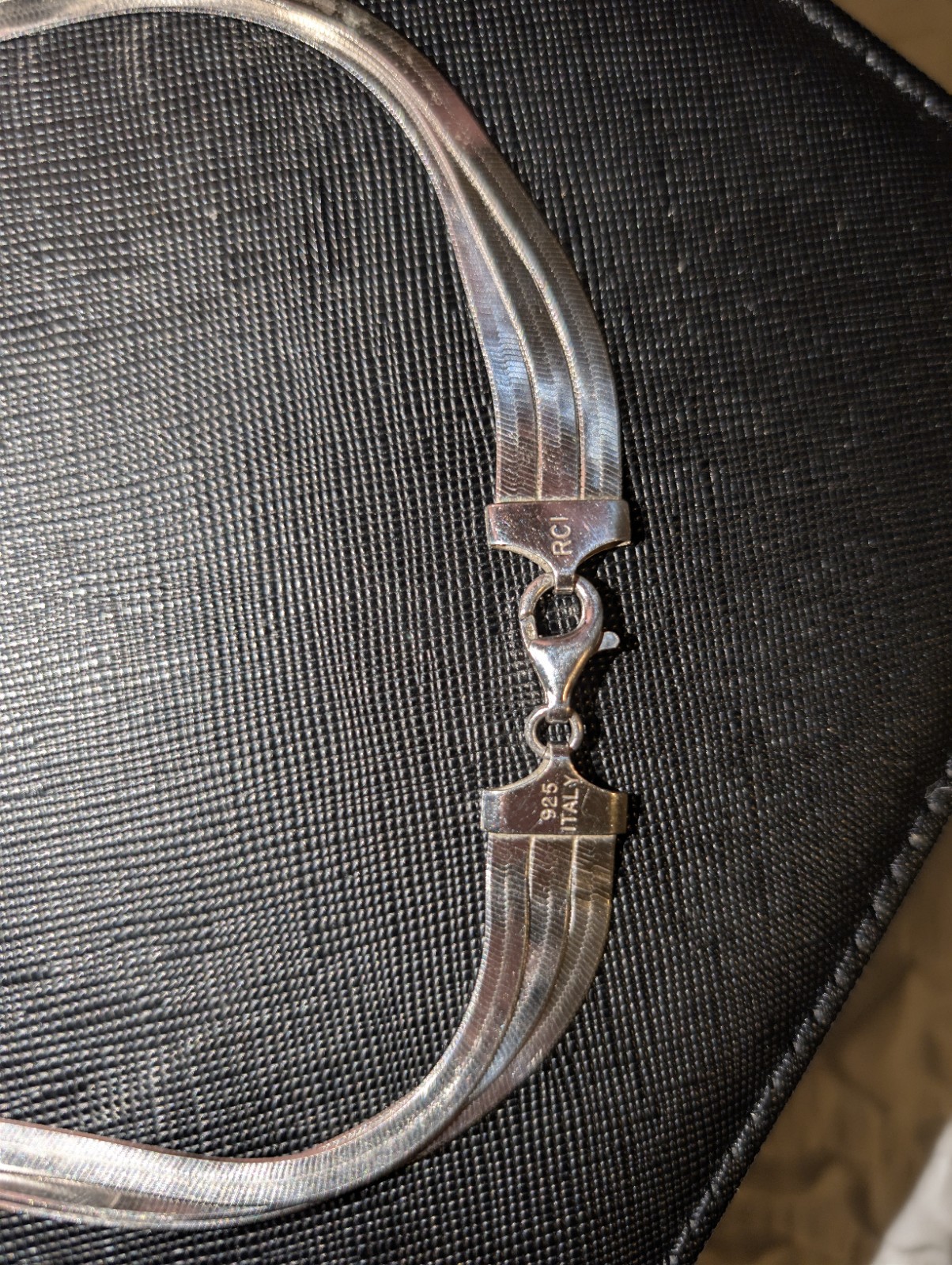 3 Herringbone Strand Braided Necklace 925 Sterling Silver, Italy