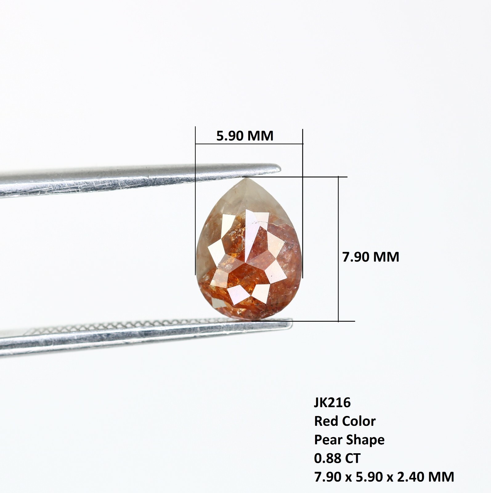 0.88 CT 7.90 MM Red Pear Shape Diamond For Engagement Ring