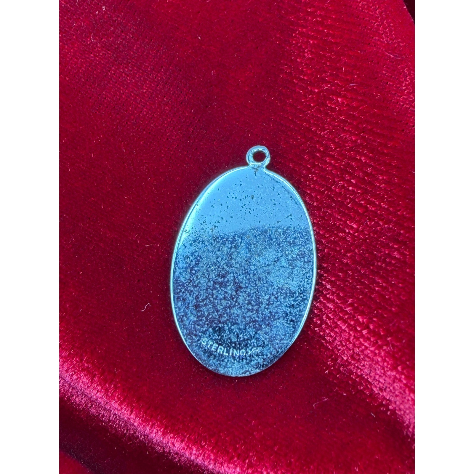 Vintage Sterling Silver Faith Hope Charity Oval Medal Pendant Charm