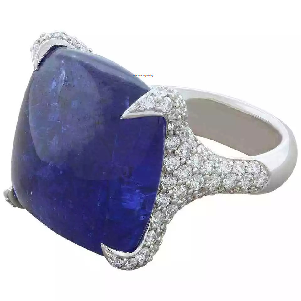 Featuring A 28.84CT Deep Purplish-Blue Tanzanite & Sparkling Pave CZ Huge Ring