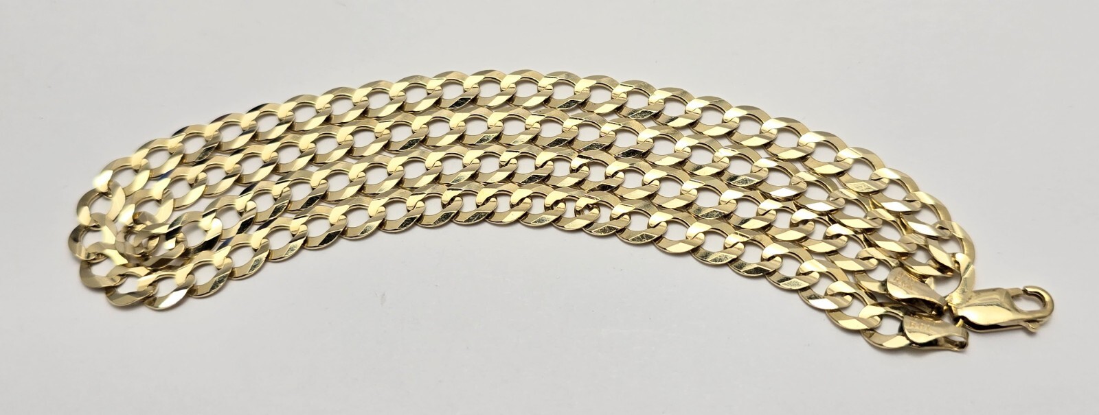 Unique 10K Karat Solid Yellow Gold Flat Curb Link Chain Necklace – 22.50″ Length