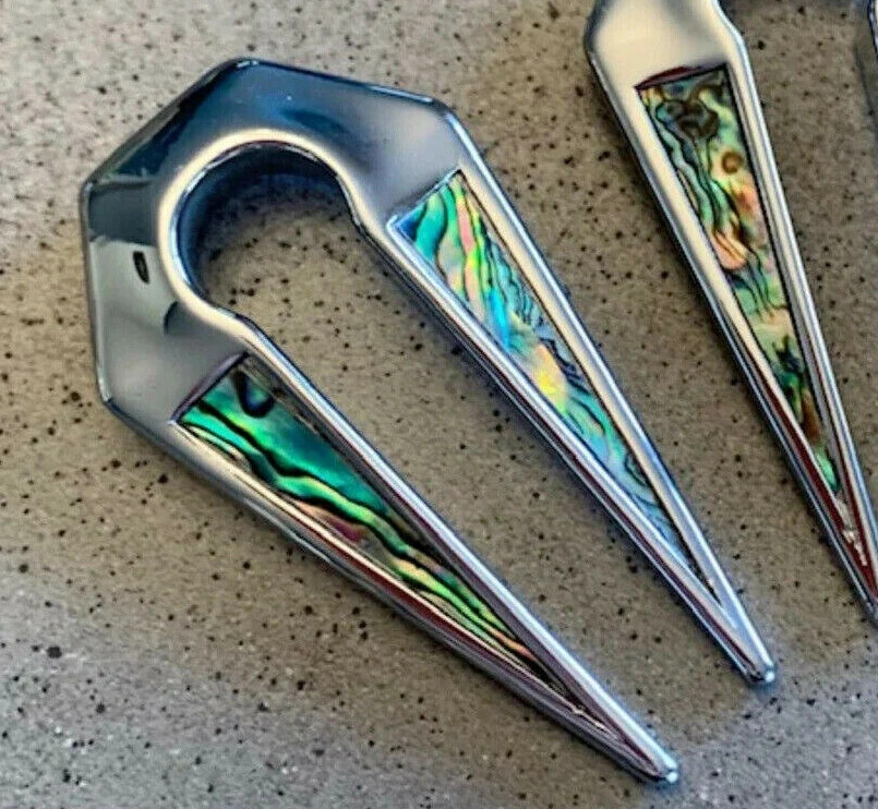 PAIR Abalone Shell Inlaid Keyhole Ear Weight Hangers Tunnels Plugs Gauges