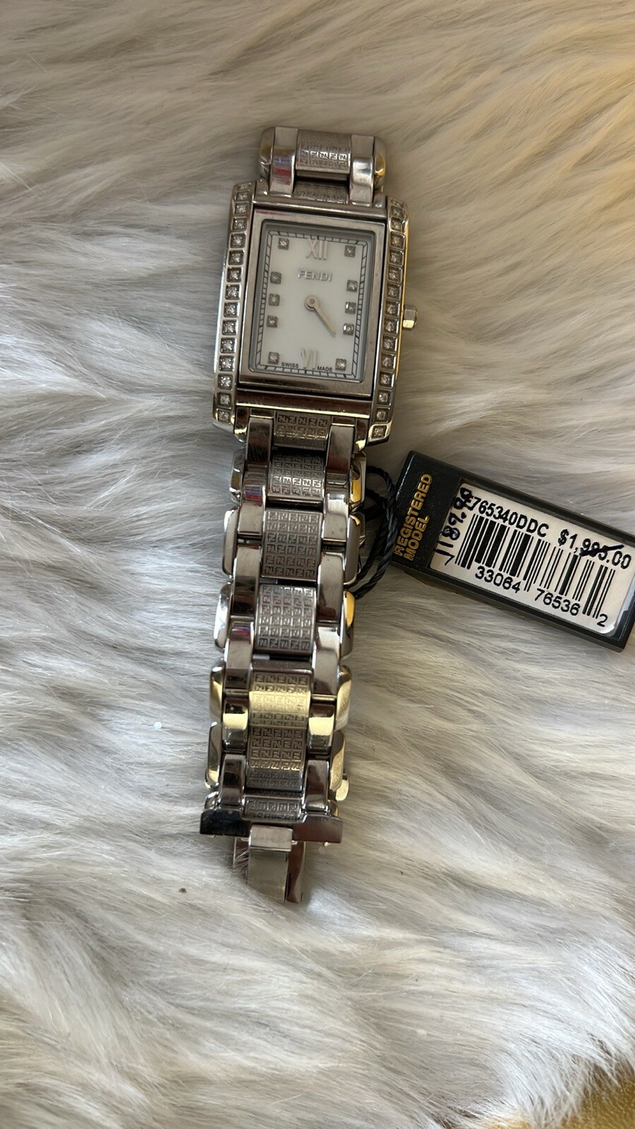 Fendi flip mop ladies watch, stainless steel with diamonds