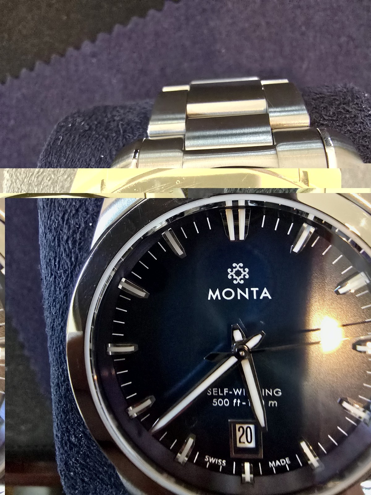 Monta Noble Blue Dial watch, very good condition! Box included.