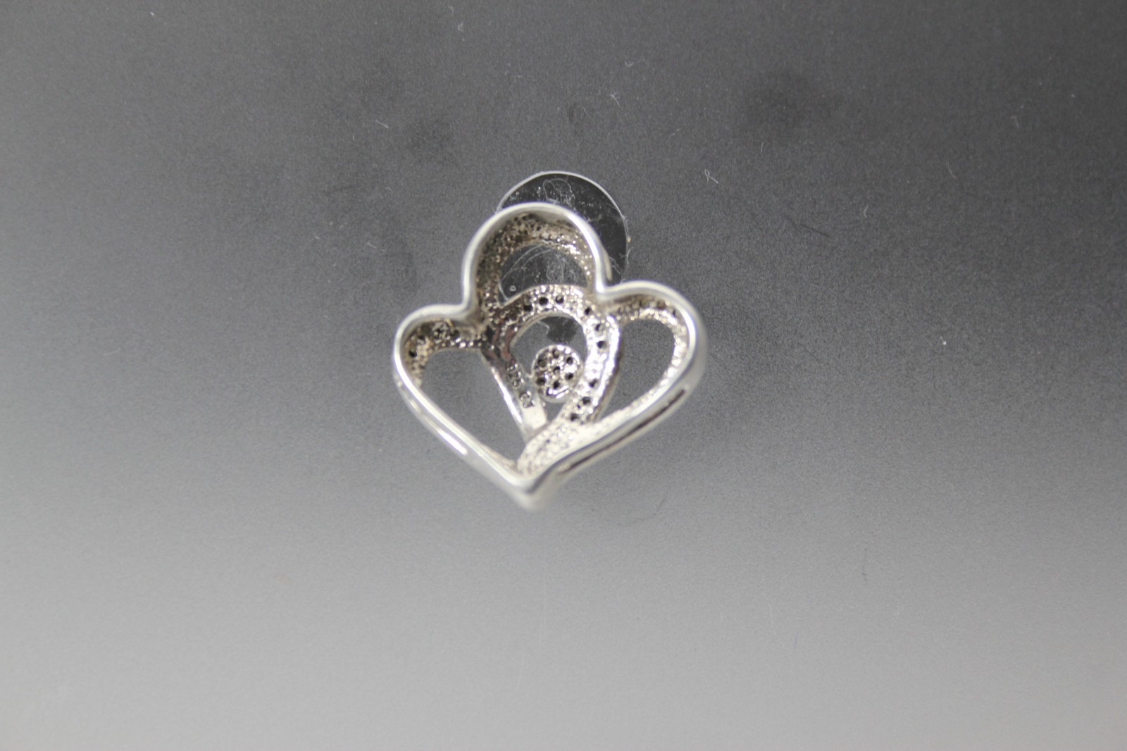 925 Sterling Silver Diamond Double Heart Pendant 3.2 Grams (PEN10252)