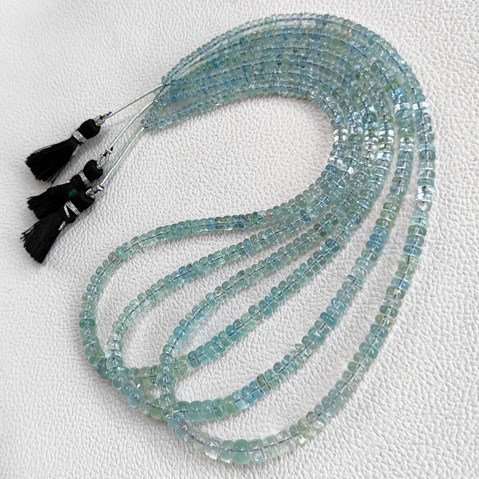Natural Aquamarine 3.5-6mm Smooth Rondelle Beads Strand 16″ Brazil Gemstones