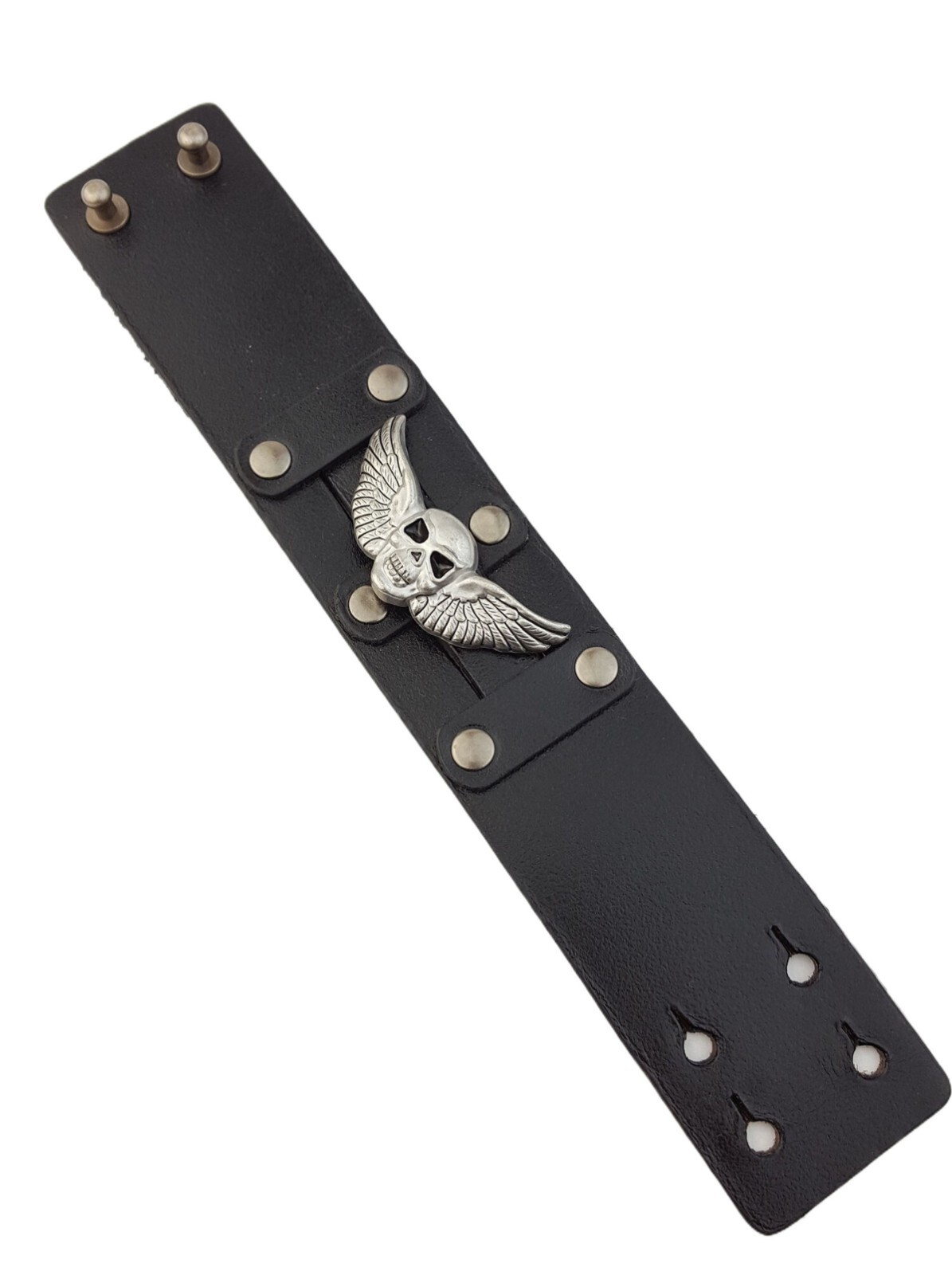 Wholesale Studded Winged Skull Leather Cuff