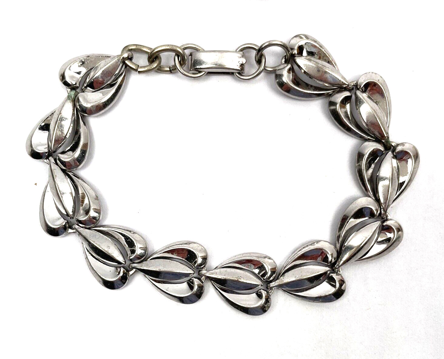 Vintage Lustern Necklace Earrings and Bracelet Set Silver Tone Signed