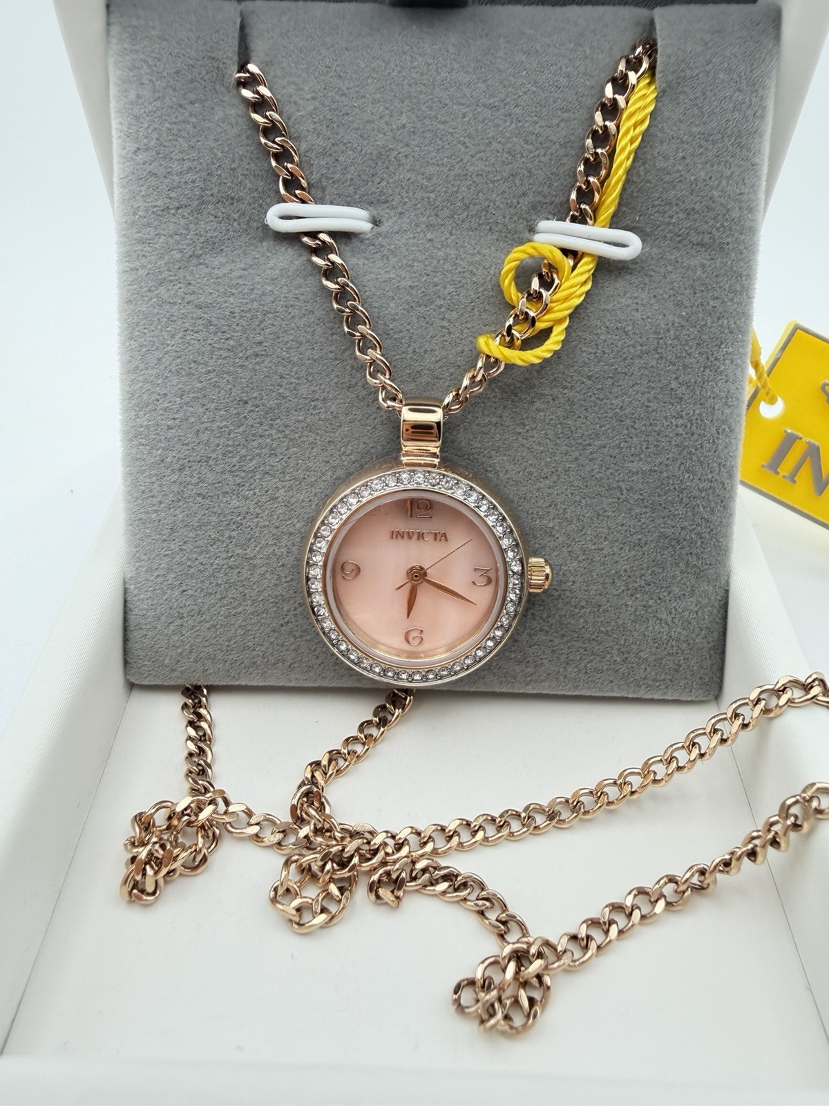 49933-Invicta Mini Angel Necklace Watch With Mother Of Pearl. Rose Gold. 22.5mm