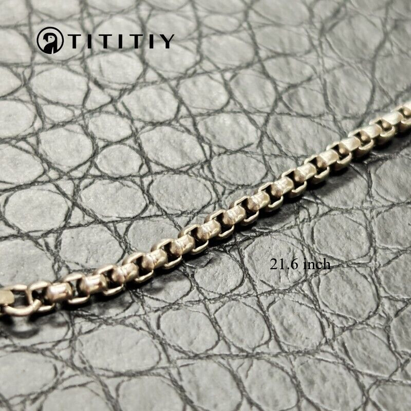 Pure Titanium Necklace wide 3mm Square Box Chain Anti Allergic Classics 21.6inch