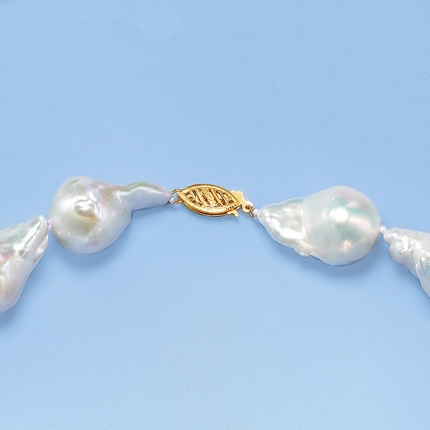 High-Luster White Baroque Pearl Strand – 20″ Modern Minimalist 14K Gold