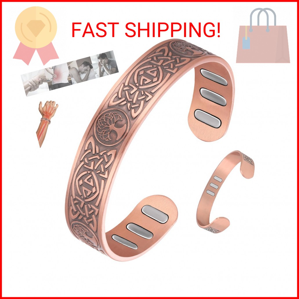 Vicmag Copper Bracelet for Men 9X Strength Magnetic 99% Pure Copper with 5000 Ga