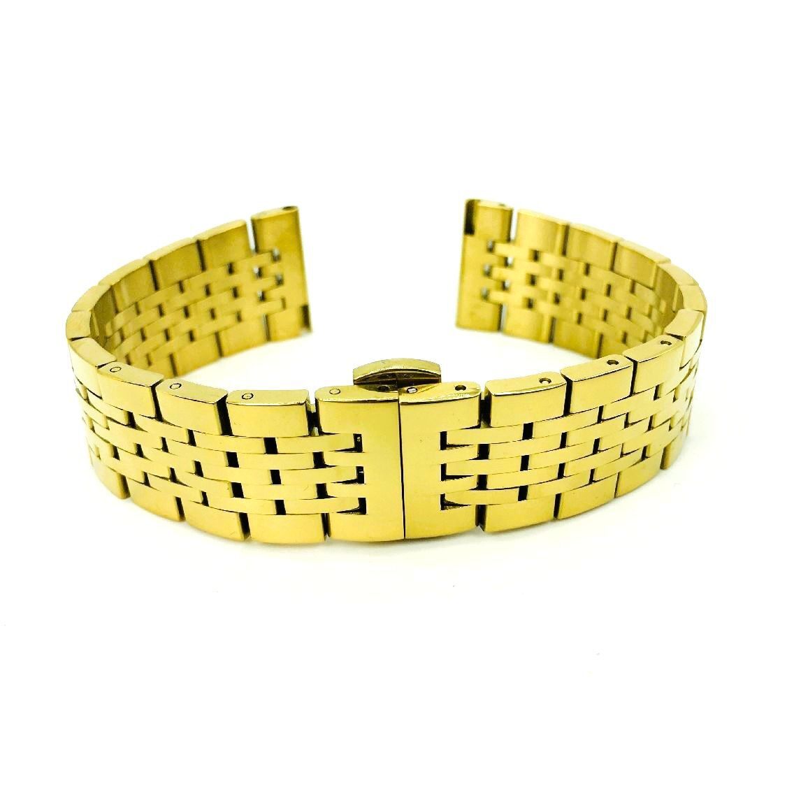 Polished Thin Gold Metal Bracelet Watch Band 13mm 15mm 17mm 19mm 21mm 23mm 7073