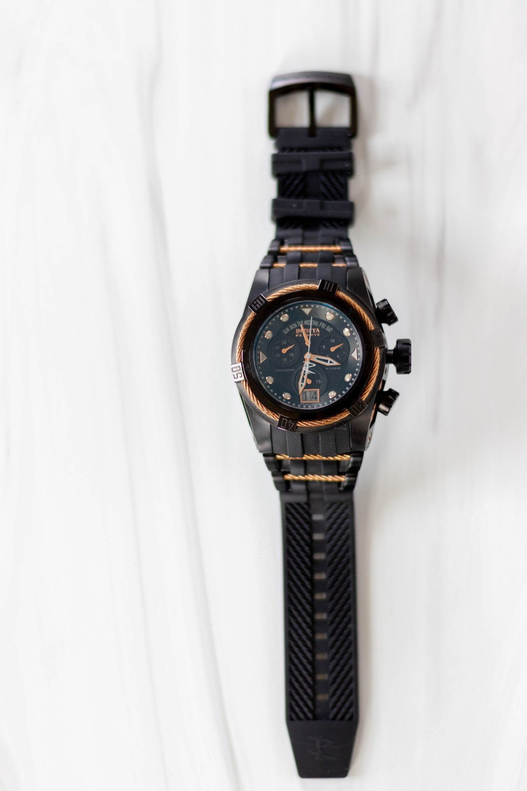 Invicta Reserve Bolt Zeus 12300 Swiss Chronograph 53mm Black Rose Gold Watch