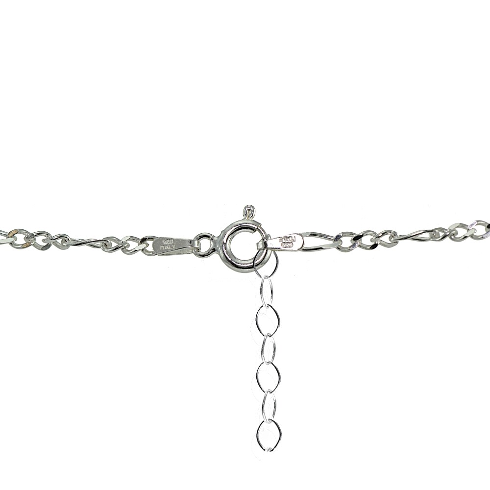 Sterling Silver Figaro Chain Anklet with Dangling Heart Charms