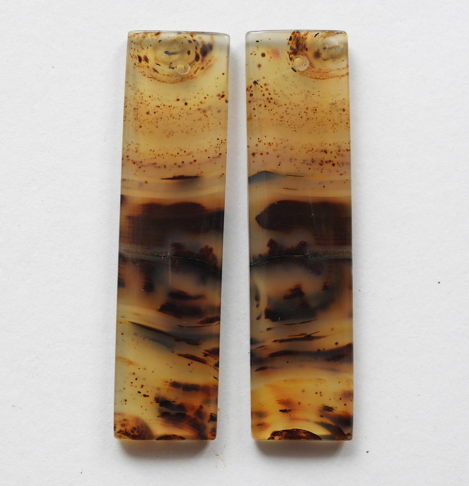 43.50 Ct Natural Montana Agate (45.3mm X 11.4mm each) Drilled Match Pair