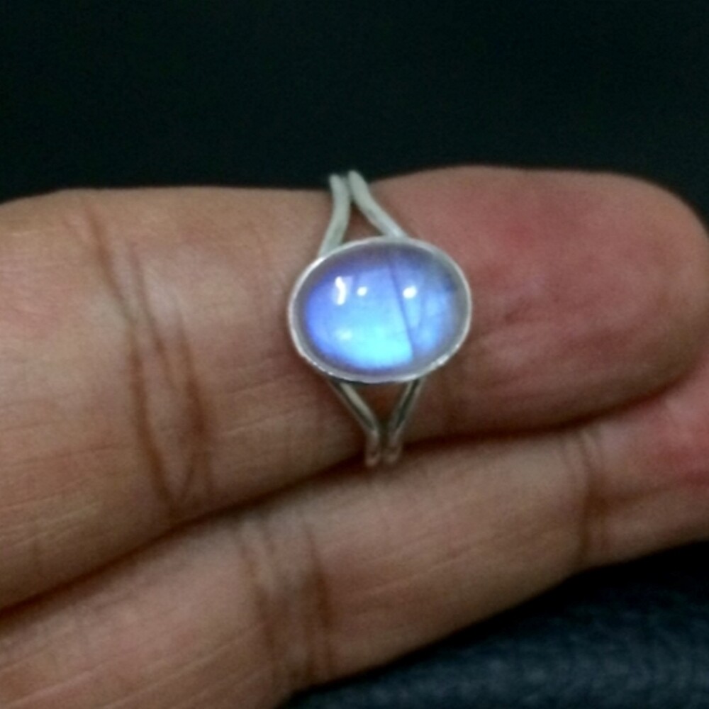 Natural Moonstone Gemstone 925 Sterling Silver Wedding Ring Gift For Her C-288