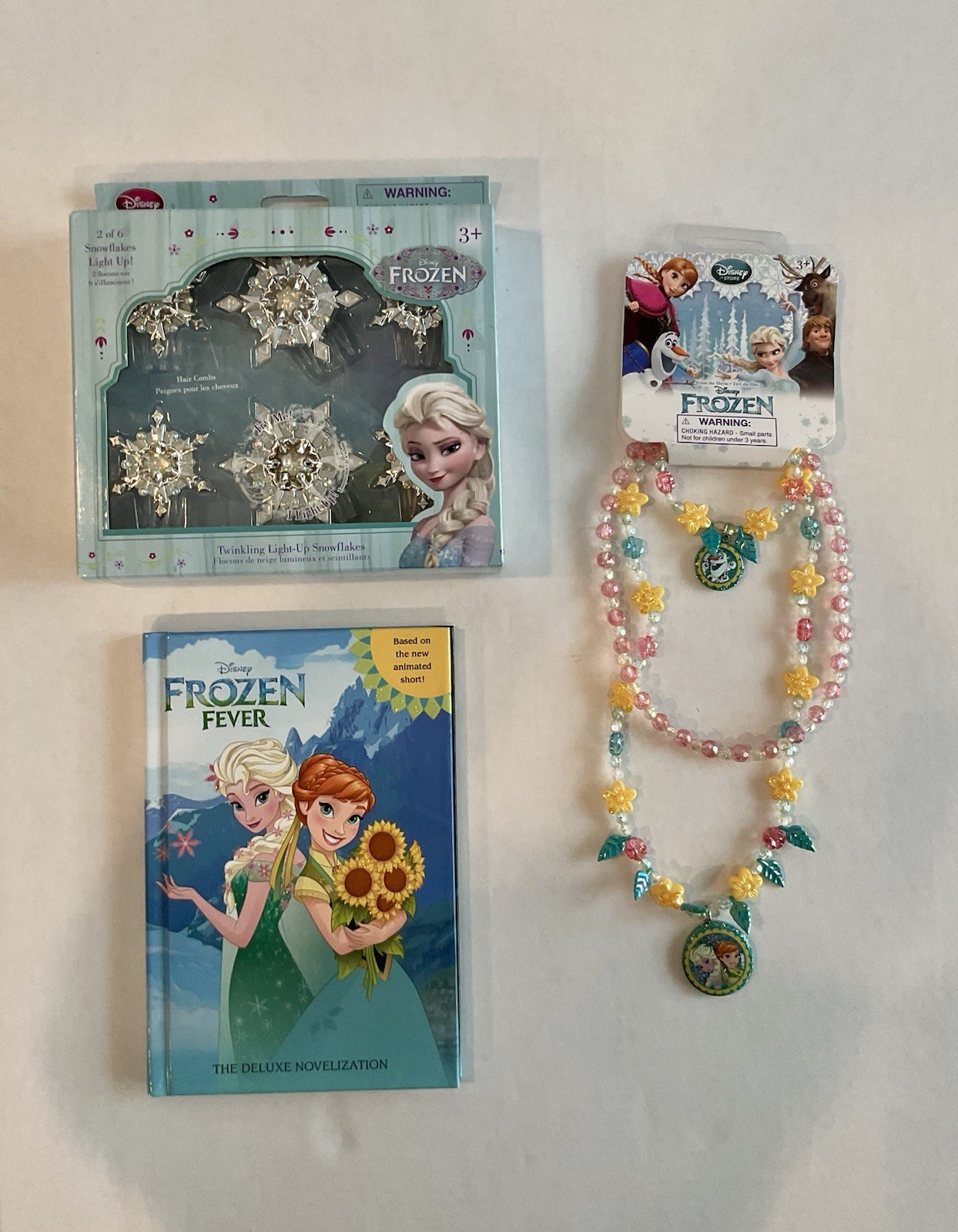 Disney Frozen Beaded Necklace & Bracelet Jewelry Set Book & Hair Pins Set ~ NEW!