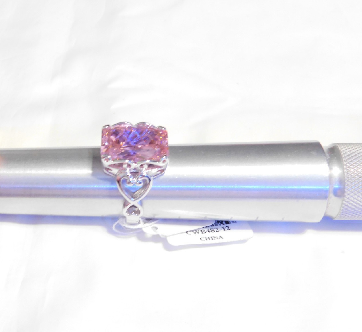 Stunning Pink Emerald-Cut Simulated Diamond Ring 20.00 CTW
