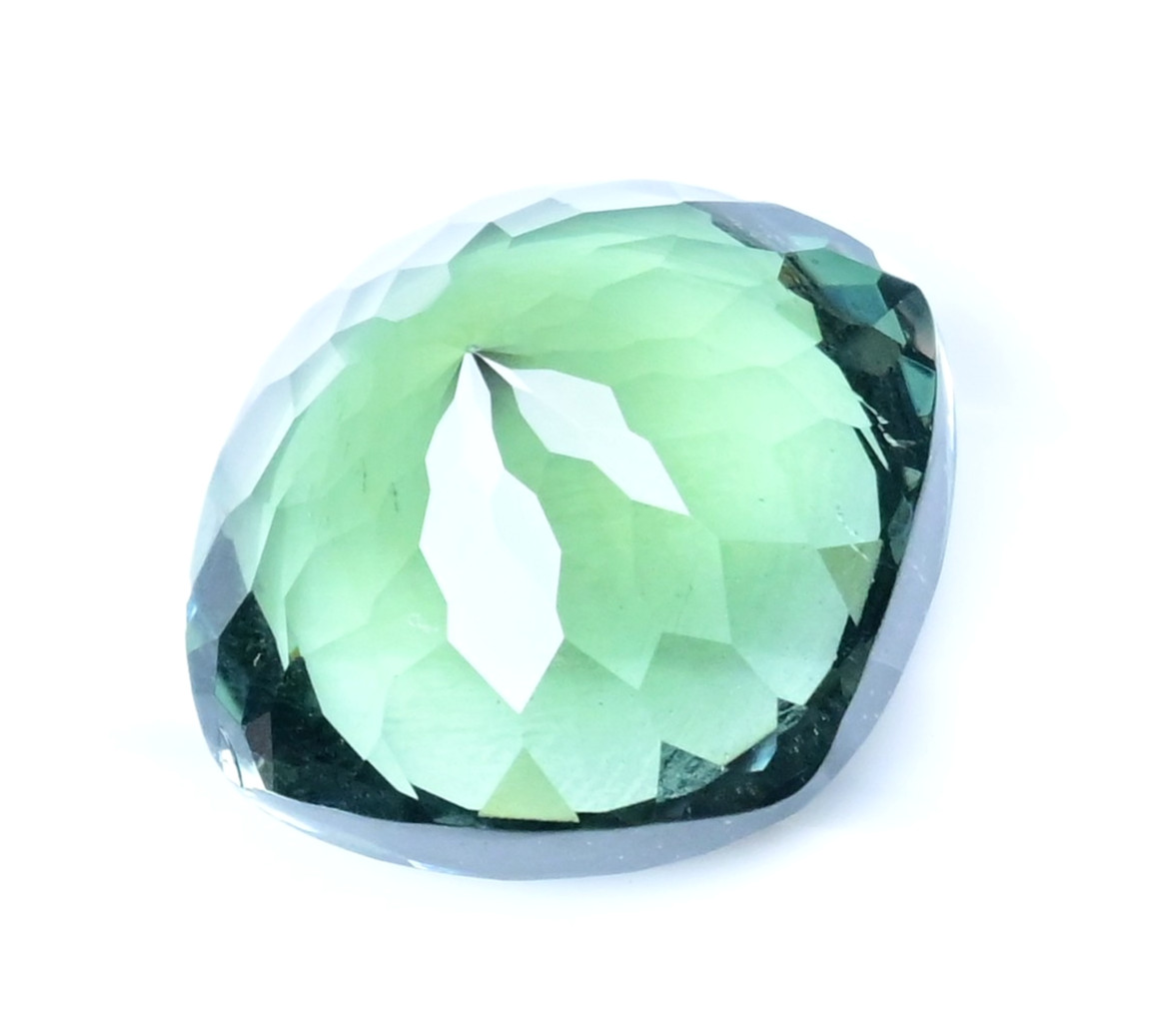 20.00 Ct Flawless Natural Greenish Moldavite Cushion Cut Certified Gemstone