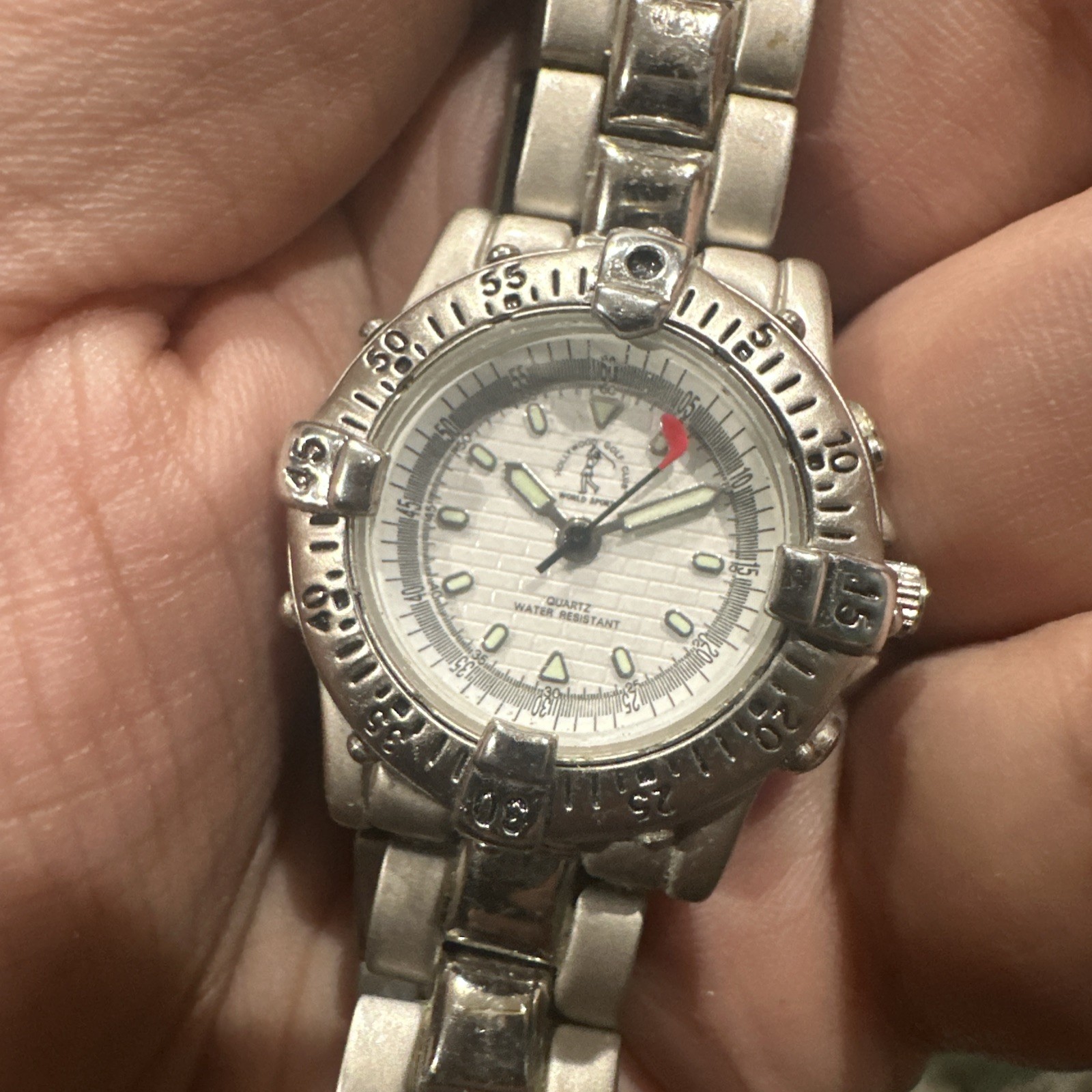 Working Hollywood Golf Club Sports 28mm Silver Womens Watch New Battery Fit 6in