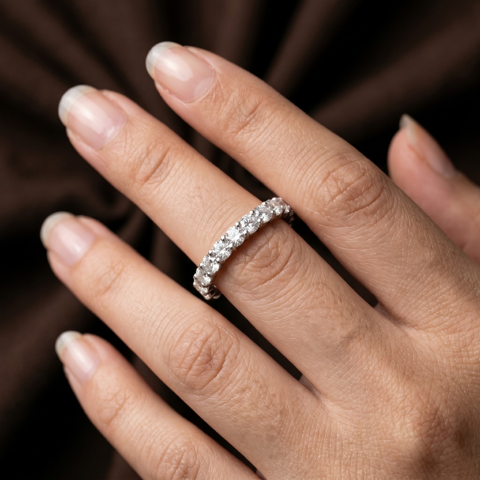 Round Moissanite Wedding Band | 925 Sterling Silver Stackable Design Men & Women