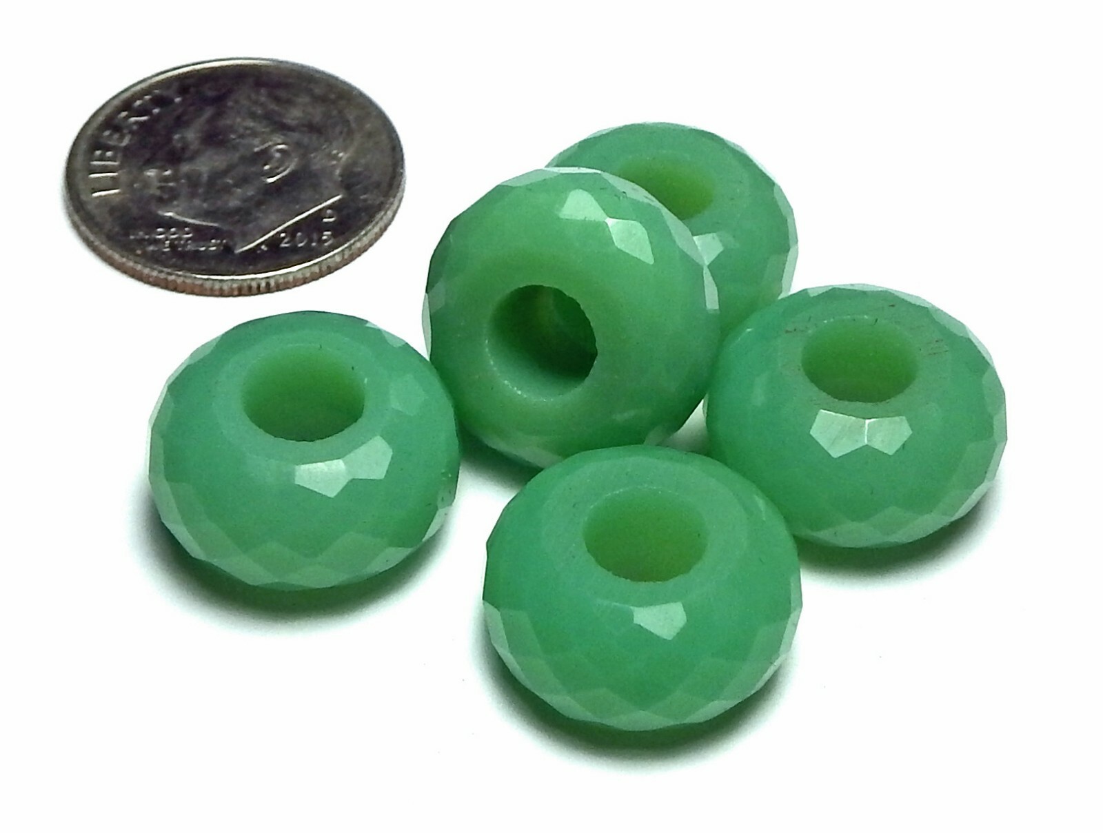 2 pcs 14mm Faceted Rondelle Beads 5mm LARGE HOLE *Choose Stone*
