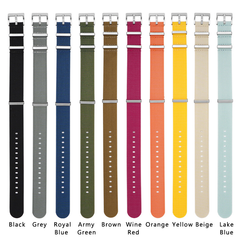 20mm Sport Bracelet Watch Strap Retro One-Piece Long Watchband Weave Nylon Bands