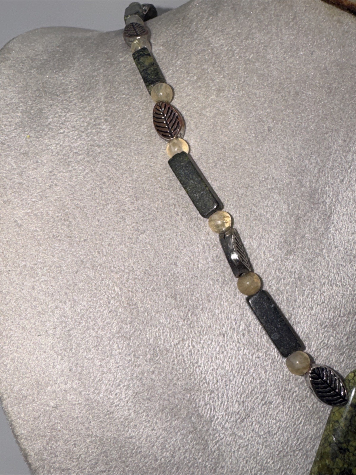 Vintage Handmade Reptilian Jasper 19 Inches With A /1 1/2 Inch Drop Please Read
