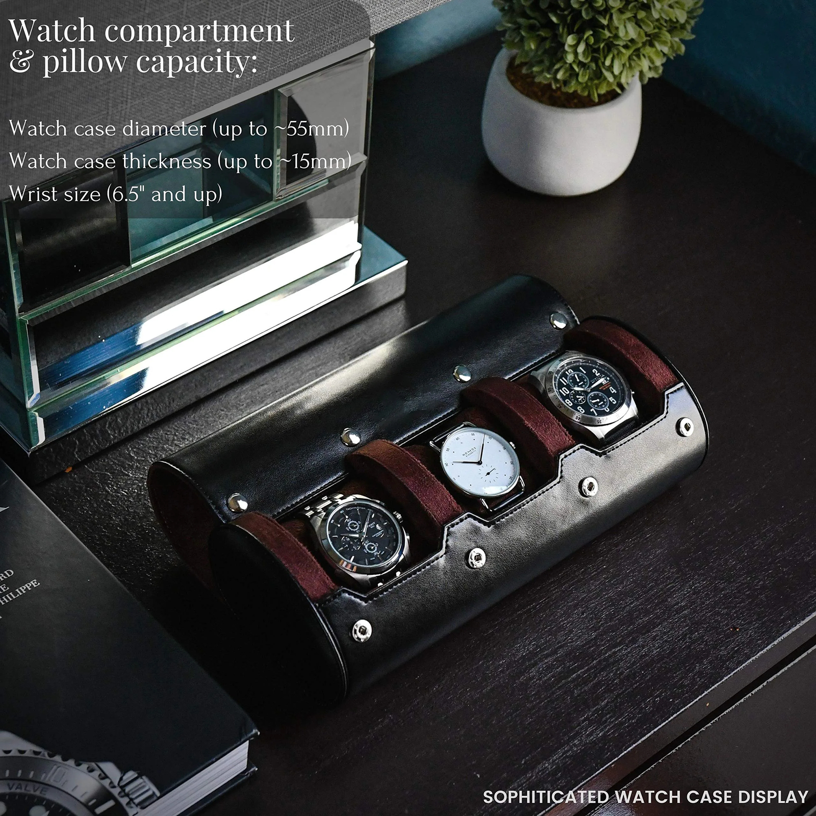 Luxury PU Leather Watch Travel Case 3/6 Slot – Sliding Cushions, Gift-Ready