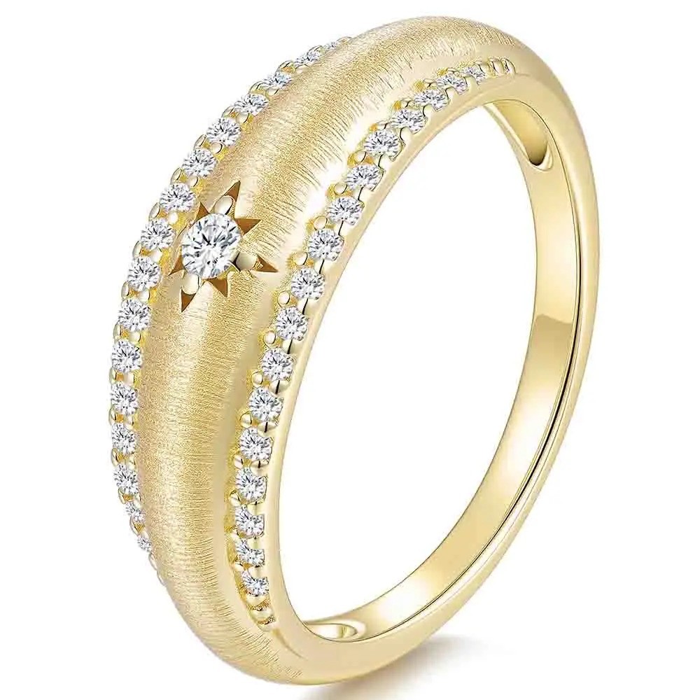 Exquisite The Empress Star Sand Finish Moissanite 925 Silver Gold Ring Sz 4-9