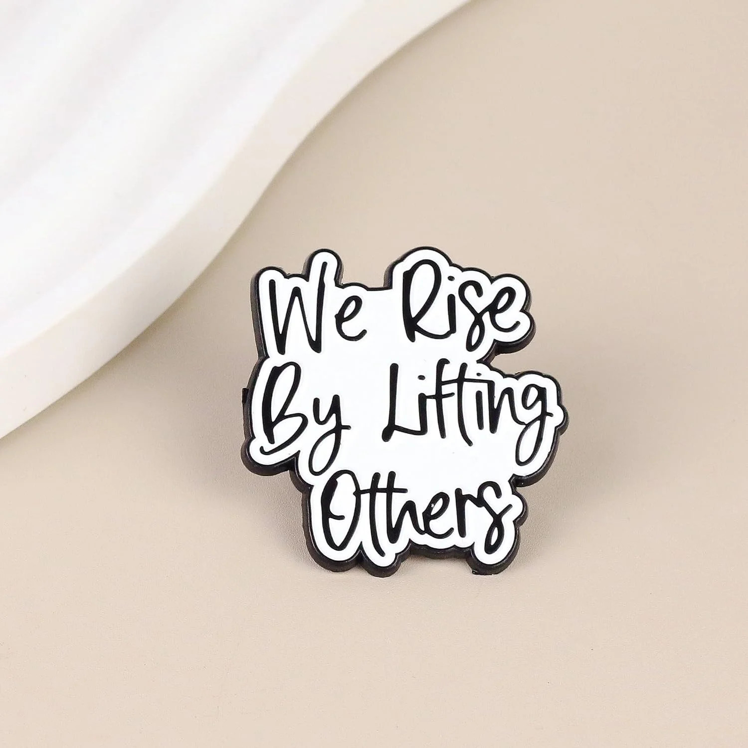 We Rise By Lifting Other Pin Brooch, Inspirational Enamel Pin, Encouragement Gif