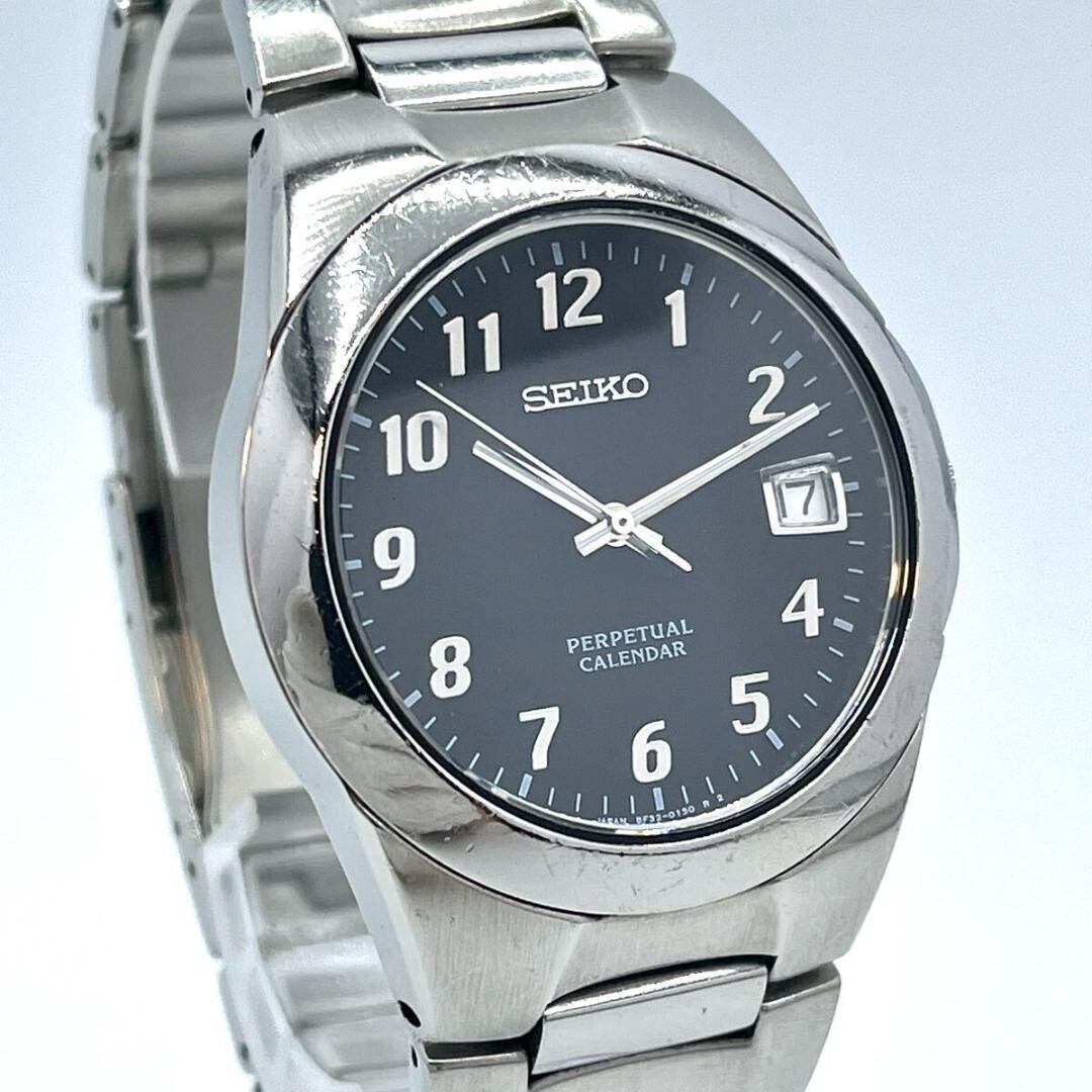 SEIKO Authentic Perpetual Calendar Quartz Black Dial Stainless Steel Watch 8F32